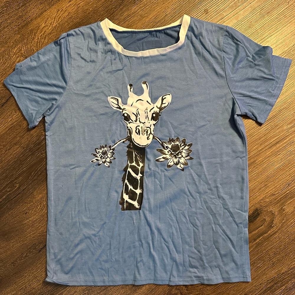 Blue Giraffe Print Shirt